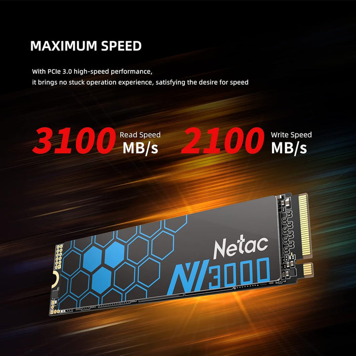Netac M.2 SSD 250GB Intern - NVMe SSD - PCIE 3.0 M.2 2280 3300 MB/S für PC und Laptop, 3D Nand Schwa