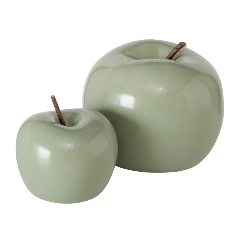 2 STK Deko Apfel grün hellgrün Porzellan b536 Dekoapfel Obst Früchte Äpfel Dekoobjekt Früchte Stilll