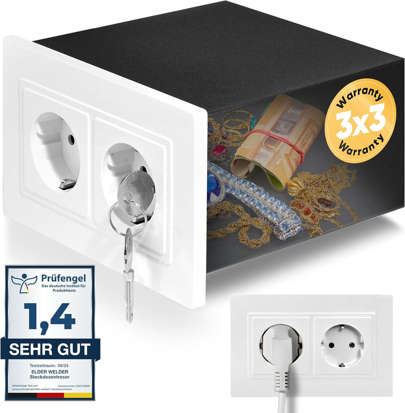 Elder Welder® Steckdosen Safe Tresor Versteck | Jetzt mit Fake-Stecker Funktion | Wandtresor zum Ein
