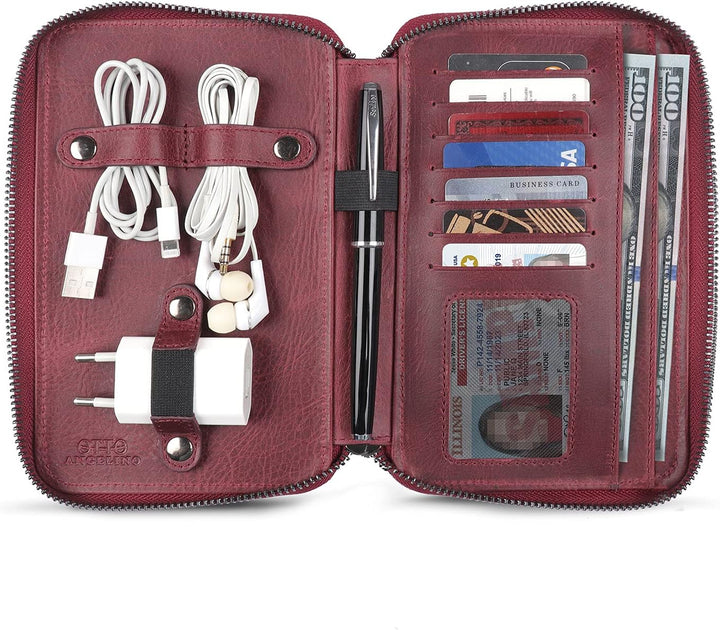 Otto Angelino - OTTANA Echtleder Handtasche - Unisex Damson, Damson