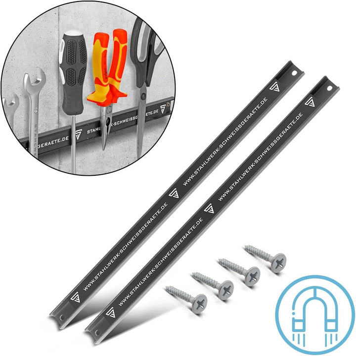 STAHLWERK 2 x Magnetleiste MWZ-18 ST 18" | 45 cm Werkzeugleiste | Magnetschiene | Messerleiste | Mag
