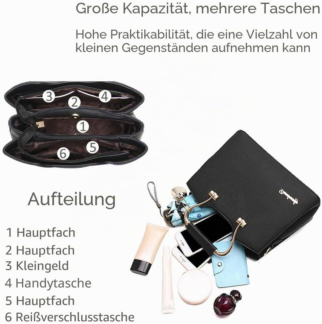NICOLE&amp;DORIS Damen Handtaschen Schultertasche mit Tragegriff Umhängetasche für Damen Ledertasche mit