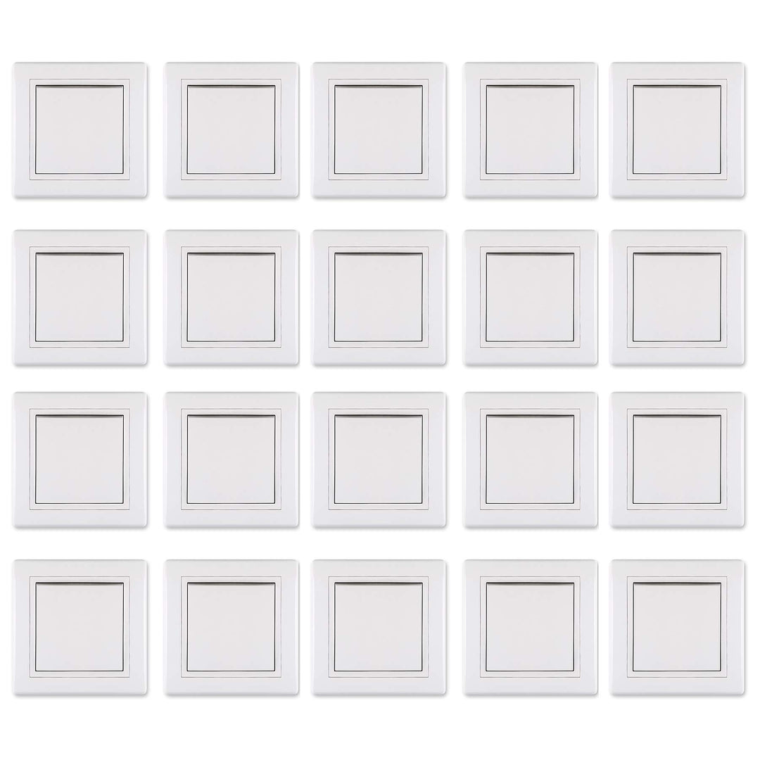 Ein/Aus Schalter 20er-Set - Vorteilspack | 20 x Doppel-Steckdosen inkl. Rahmen (komplett) Weiss (RAL