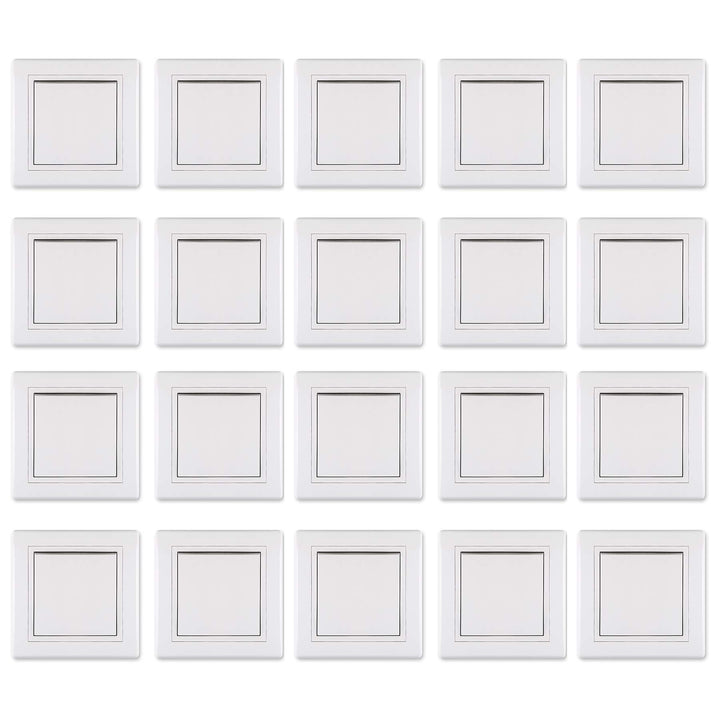 Ein/Aus Schalter 20er-Set - Vorteilspack | 20 x Doppel-Steckdosen inkl. Rahmen (komplett) Weiss (RAL