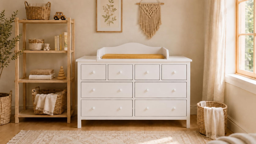 KraftKids Wickelaufsatz weiss passend für GULLABERG Kommode mit 8 Schubladen, 168 cm - Wickelfläche