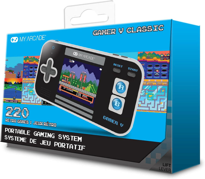 My Arcade Gamer V Classic-Blue: Tragbare Spielekonsole mit 220 Spielen, 2,5-Zoll-Farbdisplay, Tasche