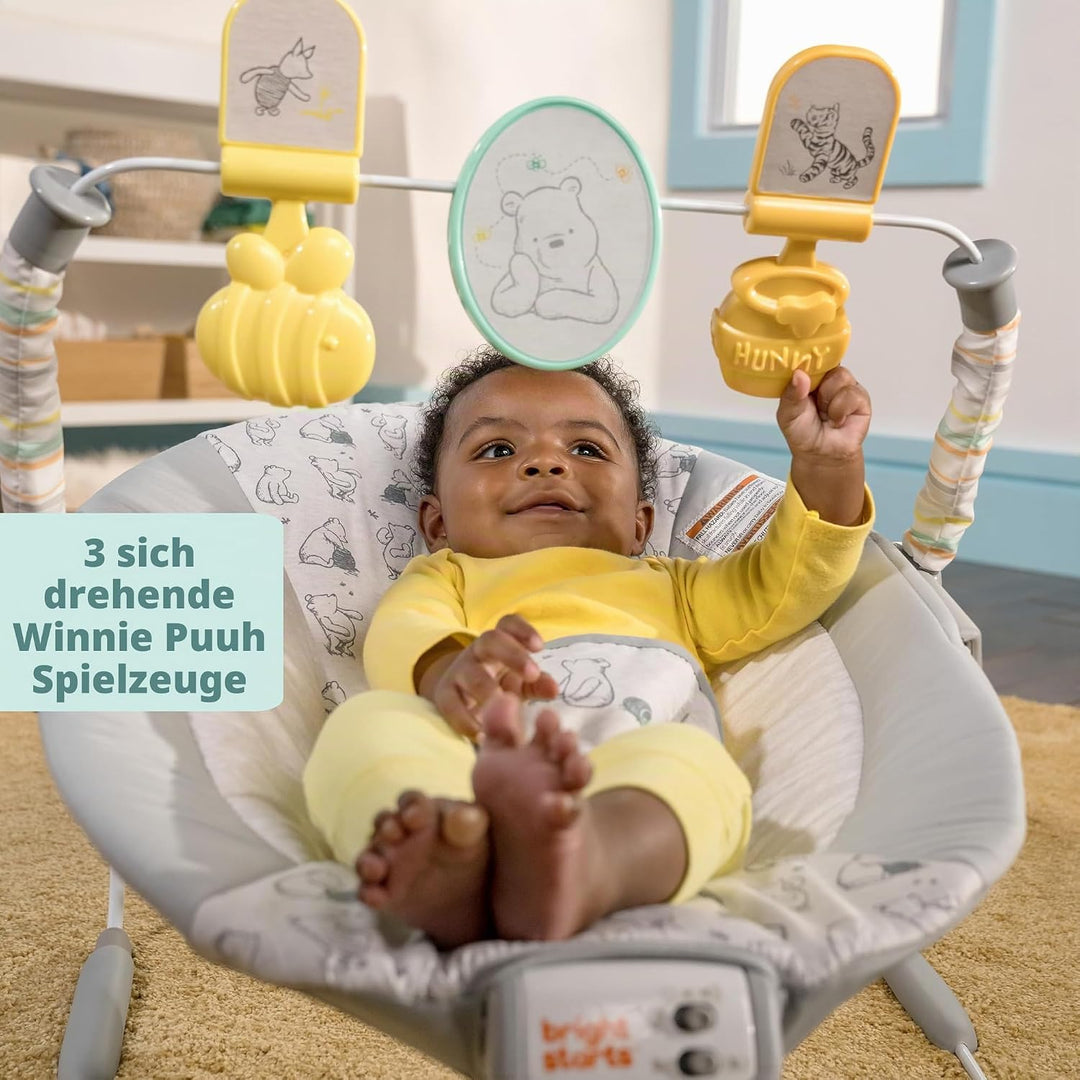 Bright Starts, Disney Winnie the Pooh Classic Pals Vibrierende Babywippe Babyschaukel mit Melodien &amp;