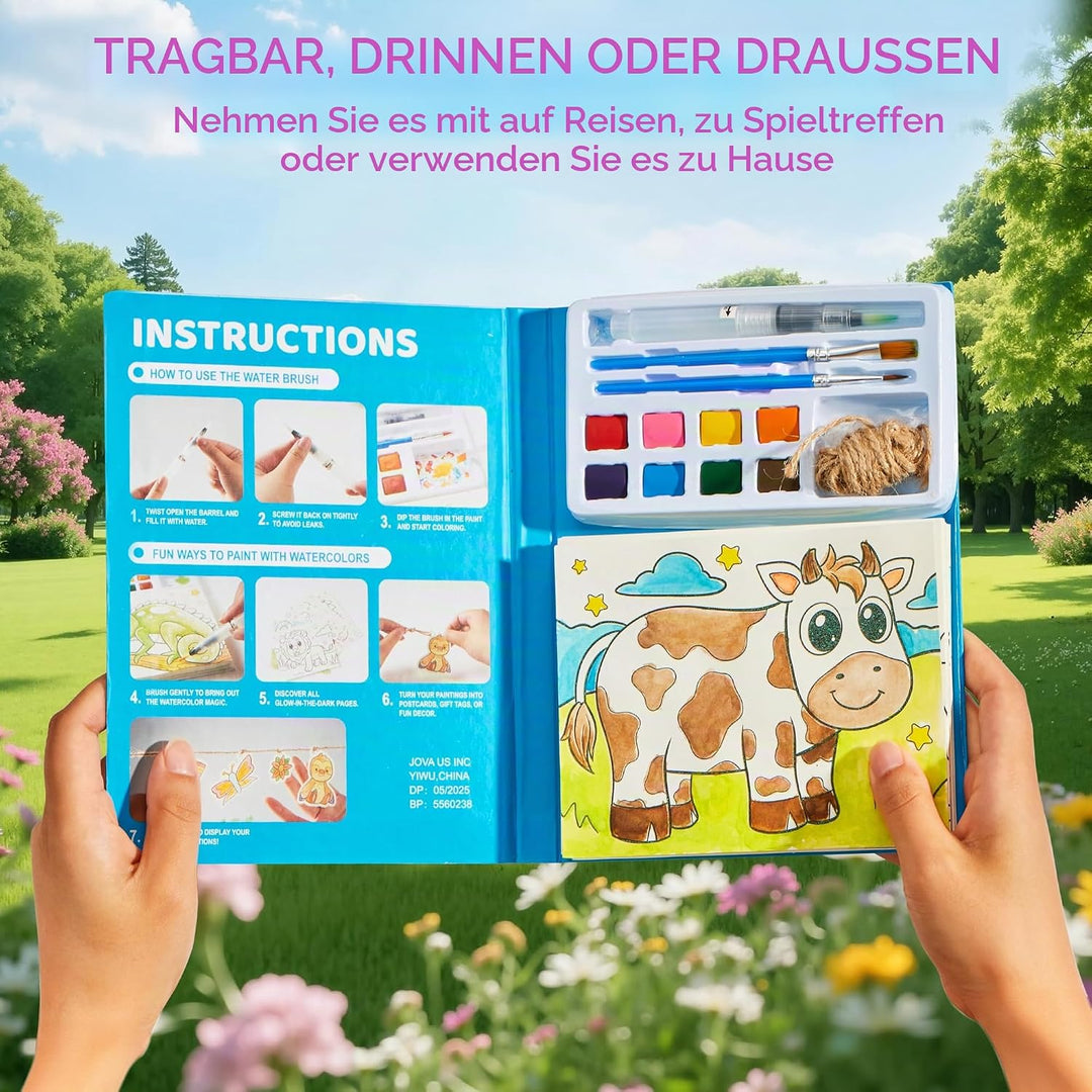 Klever Kits Aquarell-Malsets für Kinder ab 3 Jahren, Malbücher für Kleinkinder, Bastelspielzeug, Geb