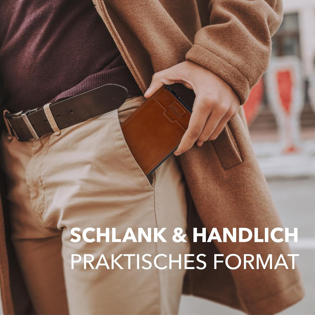 Vaultskin Notting Hill schlanke Brieftasche mit Reissverschluss und RFID Schutz. Geldbörse für Kredi