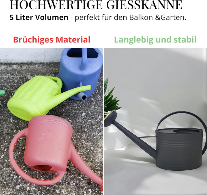 LIVLIG Giesskanne 5 Liter, Blumengiesskanne für Garten &amp; Balkon, Hochwertige Metallgiesskanne 5L aus
