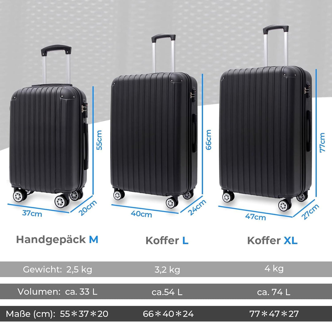 FOMAX Premium Handgepäck Koffer, Trolley Rollkoffer Reisekoffer, 77x47x27cm | mit 4 sanften Rollen u