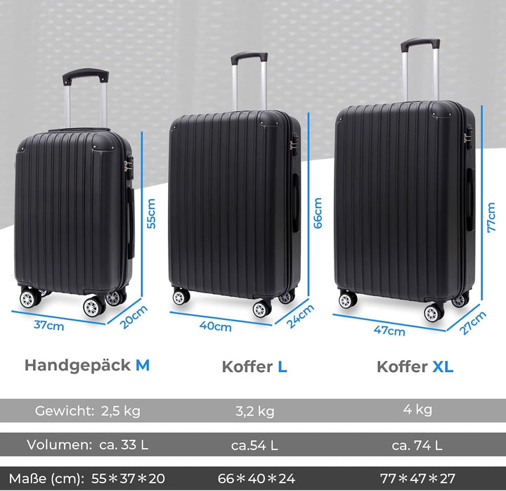 FOMAX Premium Handgepäck Koffer, Trolley Rollkoffer Reisekoffer, 77x47x27cm | mit 4 sanften Rollen u
