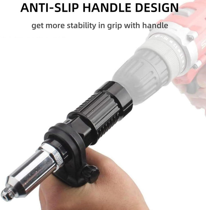 Rivet Gun Adapter with Removable Plastic Handle, Electric Rivet Gun Head, Cordless Riveting Drill To