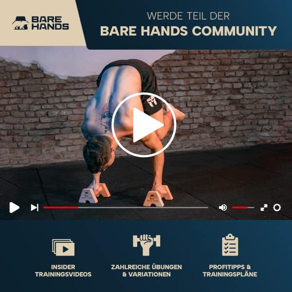 BARE HANDS Liegestützgriffe – 2x gelenksschonende & rutschfeste Holz Liegestützgriffe – Calisthenics