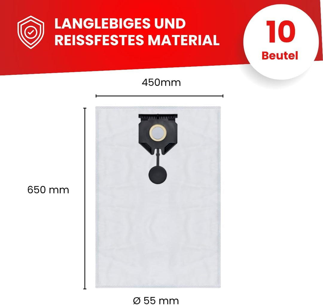 Invest - Staubsaugerbeutel, Beutel kompatibel mit Karcher: 2.889-154.0, NT 30/1 Tact Te L, NT 30/1 T