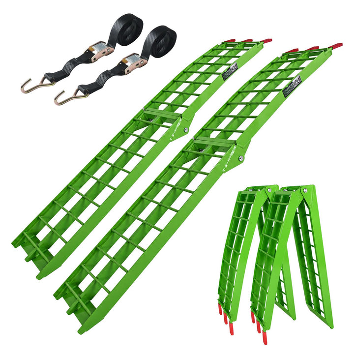 TRUTZHOLM 2 x Auffahrrampe klappbar 180 cm Traglast 680 kg Alu grün geriffelte Einzelstäbe Verladera