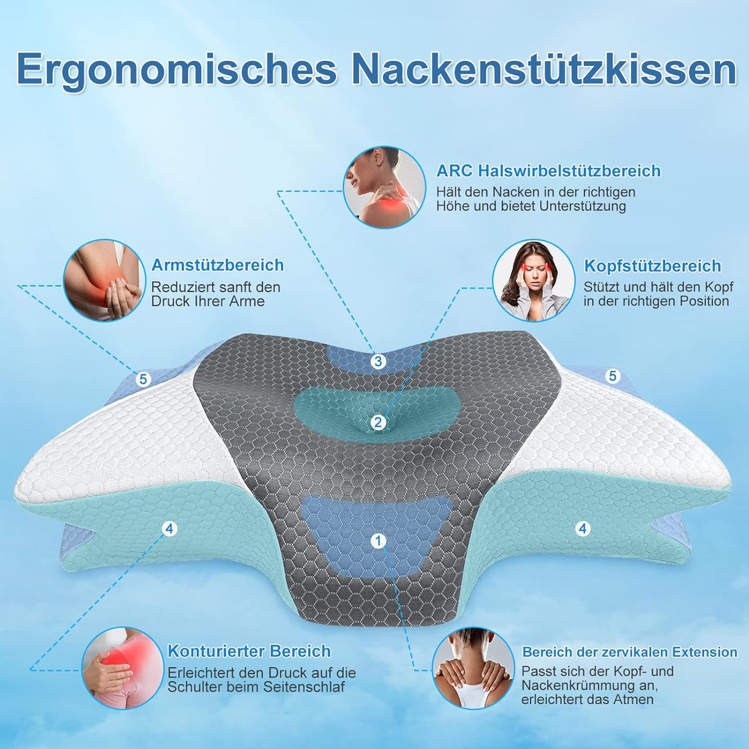 SAHEYER Ergonomisches Nackenkissen, Memory-Schaum Kopfkissen Seitenschläferkissen Orthopädisches Nac