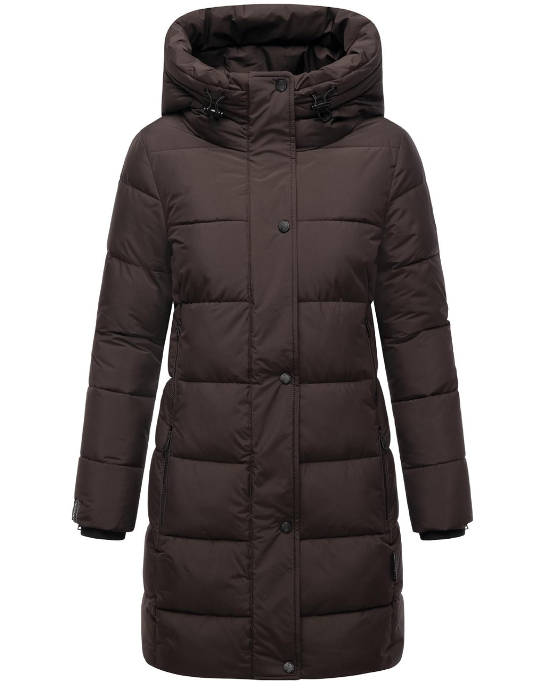 MARIKOO Damen Wintermantel warmer Steppmantel lang mit Kapuze und hohem Kragen Karumikoo XVI XS-5XL