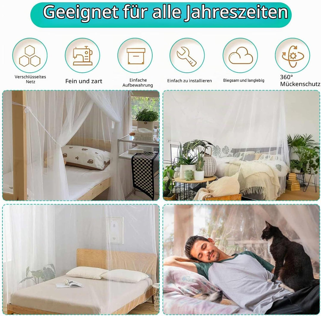 HOOPOE Moskitonetz Bett Reise,Moskitonetz Doppelbett und Einzel,Grosses Moskitonetz Vorhang Betthimm
