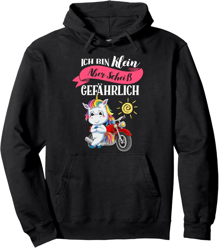 Ich bin Klein Aber Scheiss Gefährlich Spruch Motorrad Einhorn Pullover Hoodie