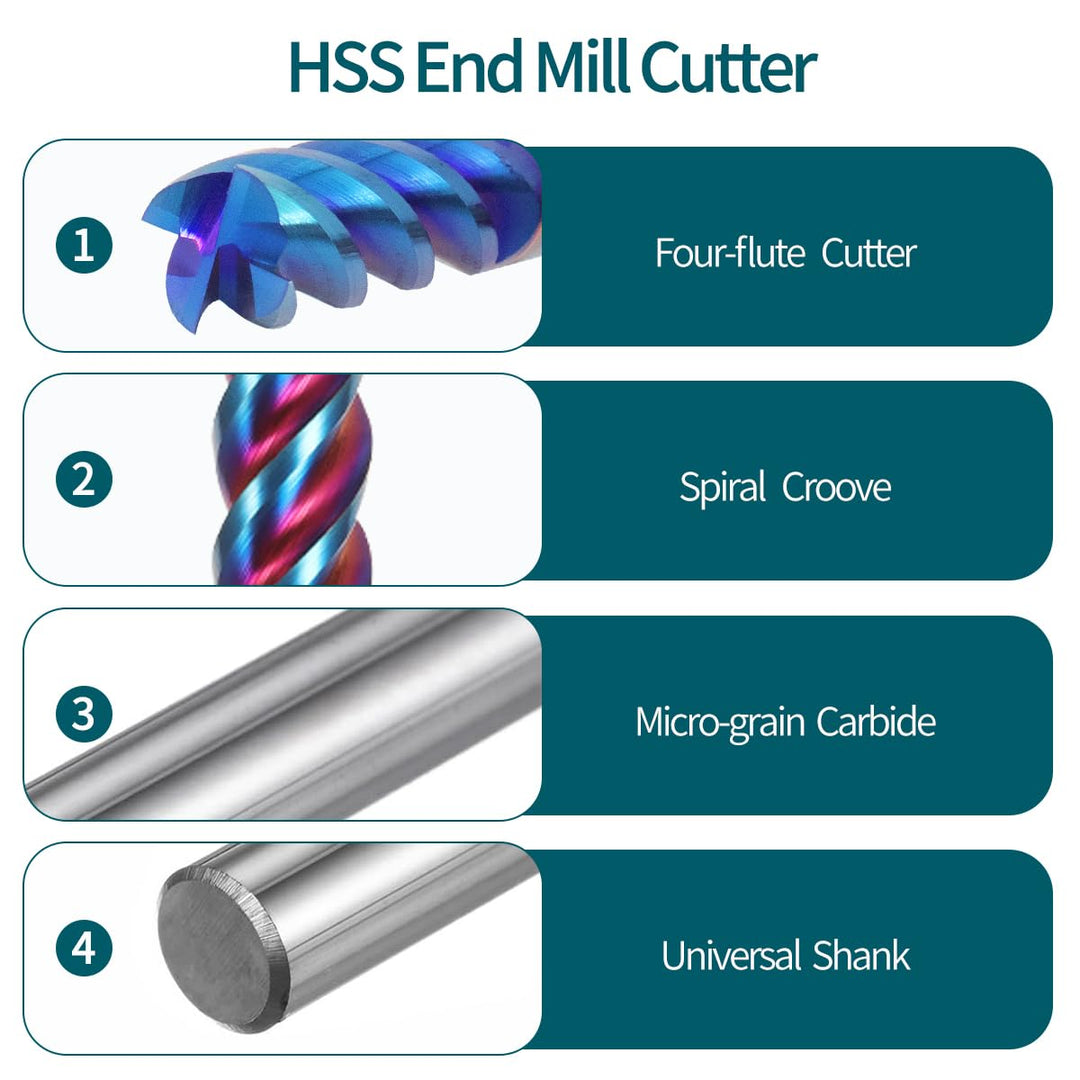 Hartmetall Schaftfräser 10.0 * 75mm, 4 Schneiden, NACO4 Beschichtet HRC65, VHM Fräser, CNC Fräser fü