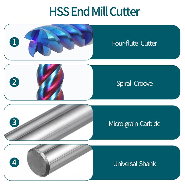 Hartmetall Schaftfräser 10.0 * 75mm, 4 Schneiden, NACO4 Beschichtet HRC65, VHM Fräser, CNC Fräser fü