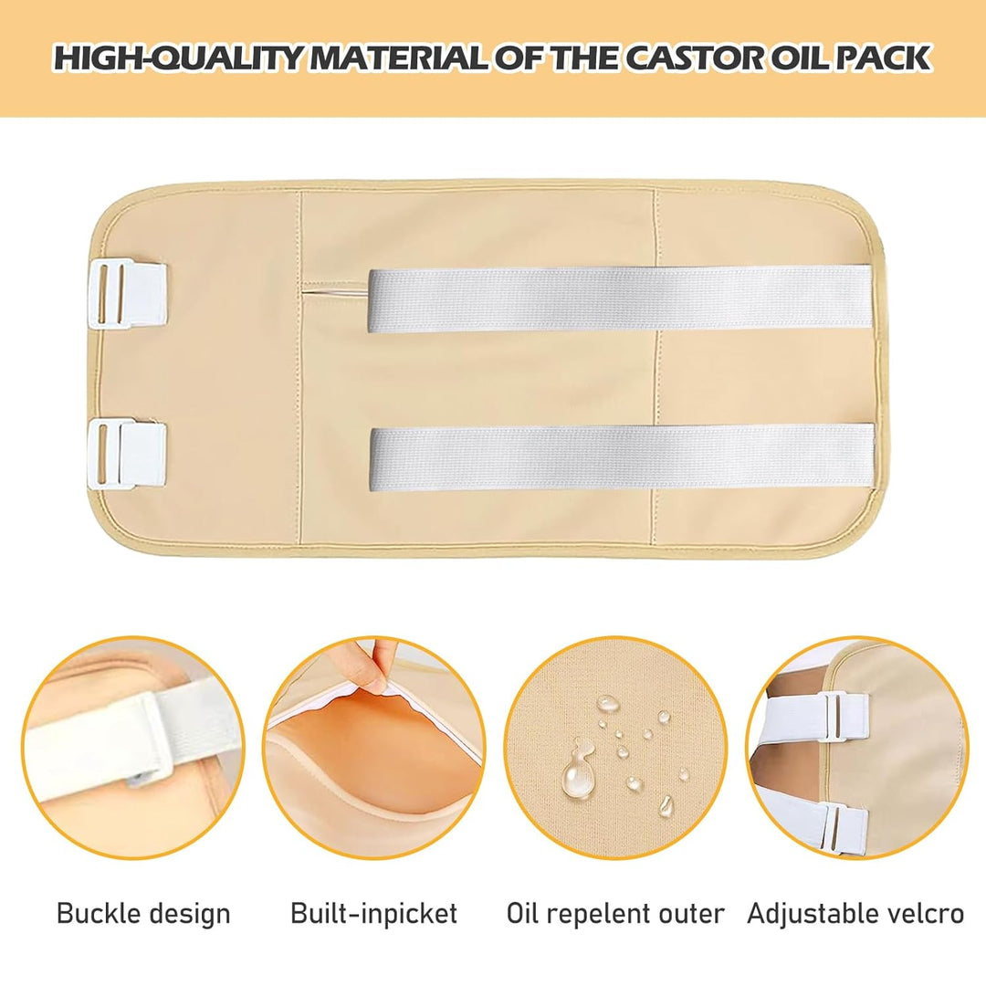 Rizinusöl Packung, 6 Stück Castor Oil Pack Wrap, Wiederverwendbare Castor Oil Pack Kit, Rizinusöl-Pa