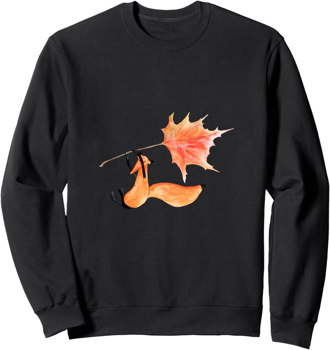 Fliegender Fuchs mit Ahornblatt als Gleitschirm Sweatshirt