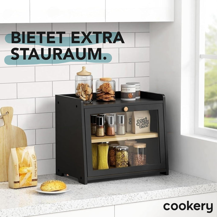 Cookery Brotkasten Holz mit 2 Etagen zur Brotaufbewahrung aus Bambus Bread box Brotkästen gross Brot