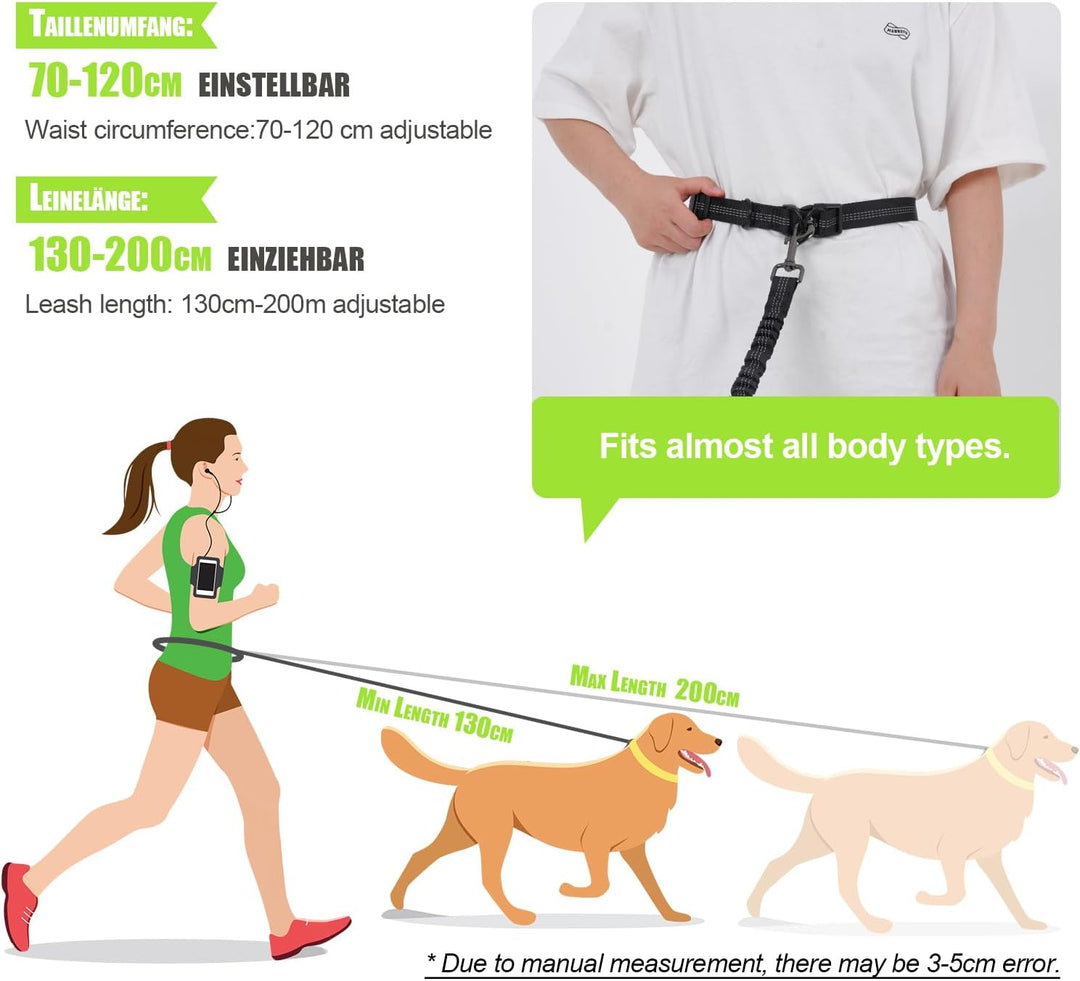 Snocyo Joggingleine Hunde, Jogging Hundeleine für Mittelgrosse und Grosse Hunde, Elastische und Refl