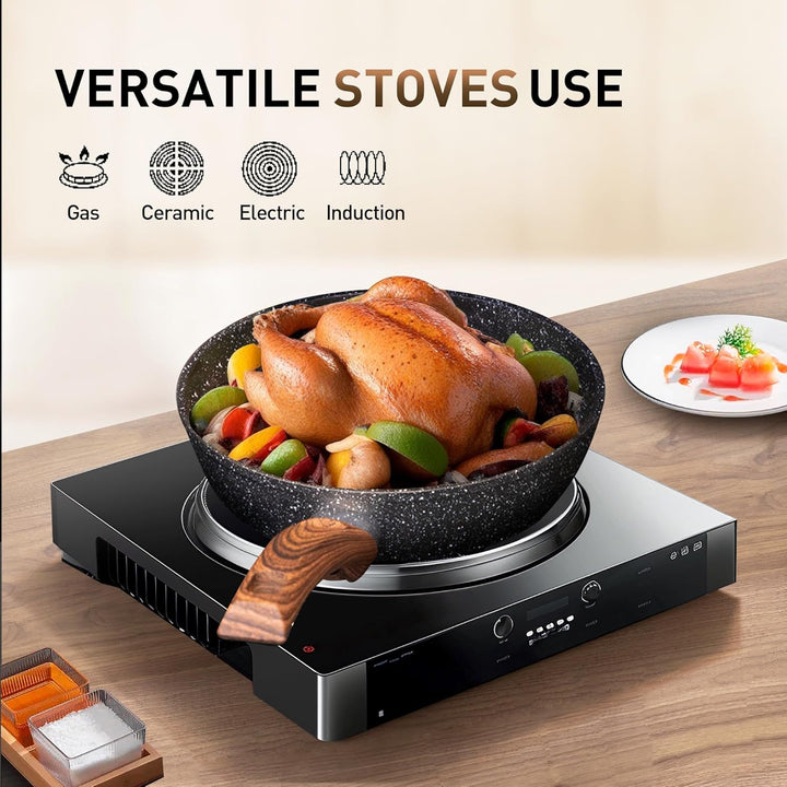 Kitchen Academy Topfset 12tlg Antihaft-Versiegelung Kochgeschirr Set Topf und Pfannenset mit Deckel,