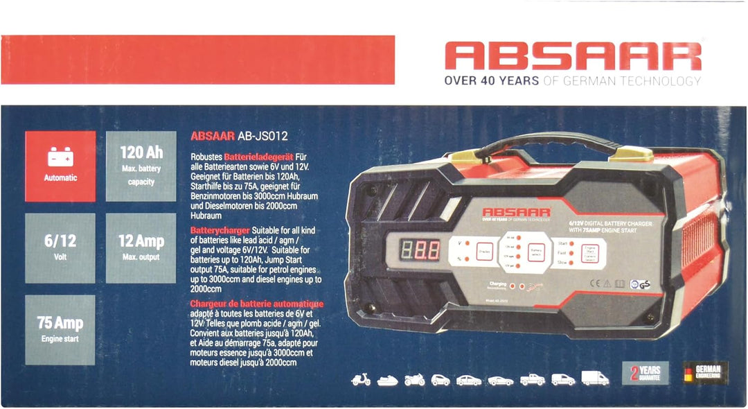 Absaar AB-JS012 Auto Starthilfe Ladegerät Booster Single, Single