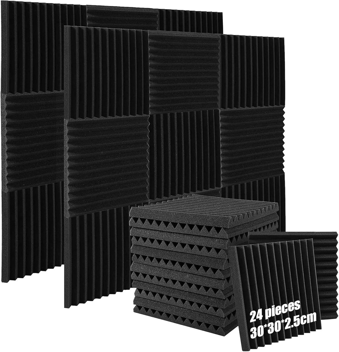 24 Stück Aukustikschaumstoff Schalldämmung Schaumstoff Acoustic Foam 30 * 30 * 2.5cm Hoher Dichte,Fl