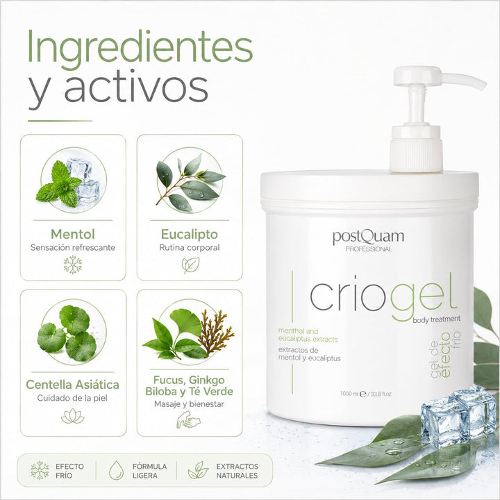PostQuam - Criogel | Anti Cellulite Gel mit Kühleffekt für Müde Beine, Straffendes und Reduzierendes