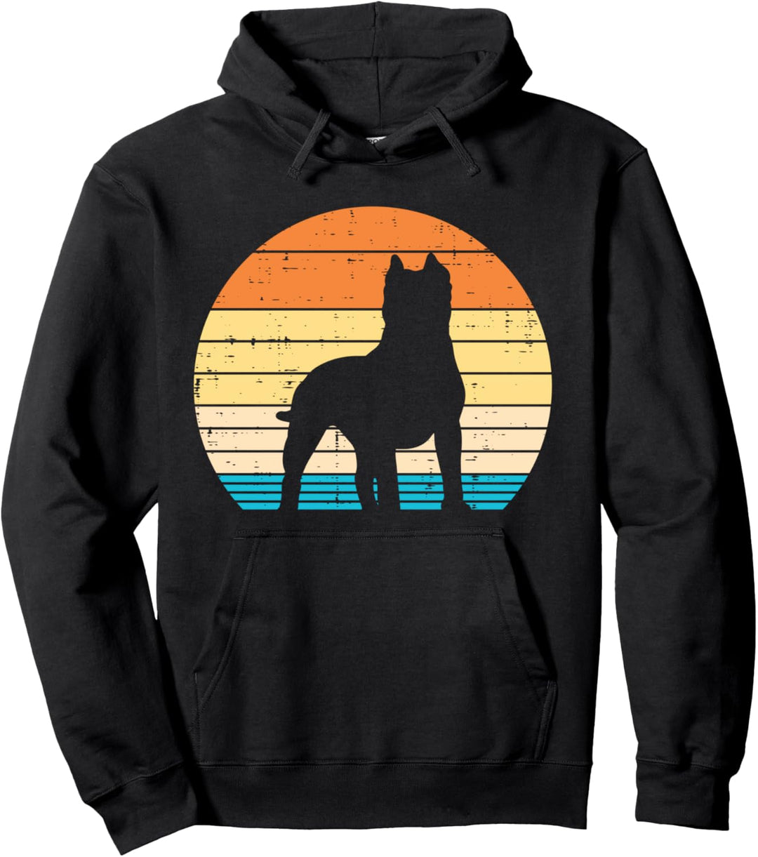 Pitbull Silhouette Sunset Retro Pitties Dog Lover Owner Gift Pullover Hoodie
