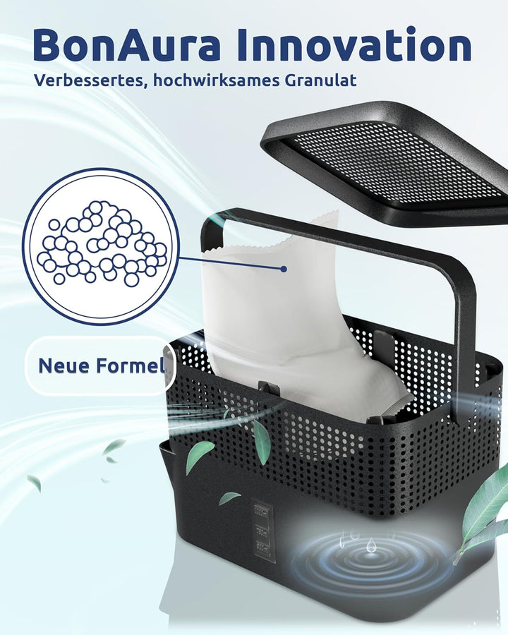 BonAura® AirOne Max Luftentfeuchter ohne Strom bis 33m² I 360° Belüftung I Raumentfeuchter mit Ausgi