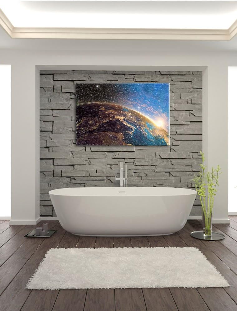 Pixxprint Erde im Weltall als Leinwandbild/Grösse: 100x70 / Wandbild/Kunstdruck/fertig bespannt, 100