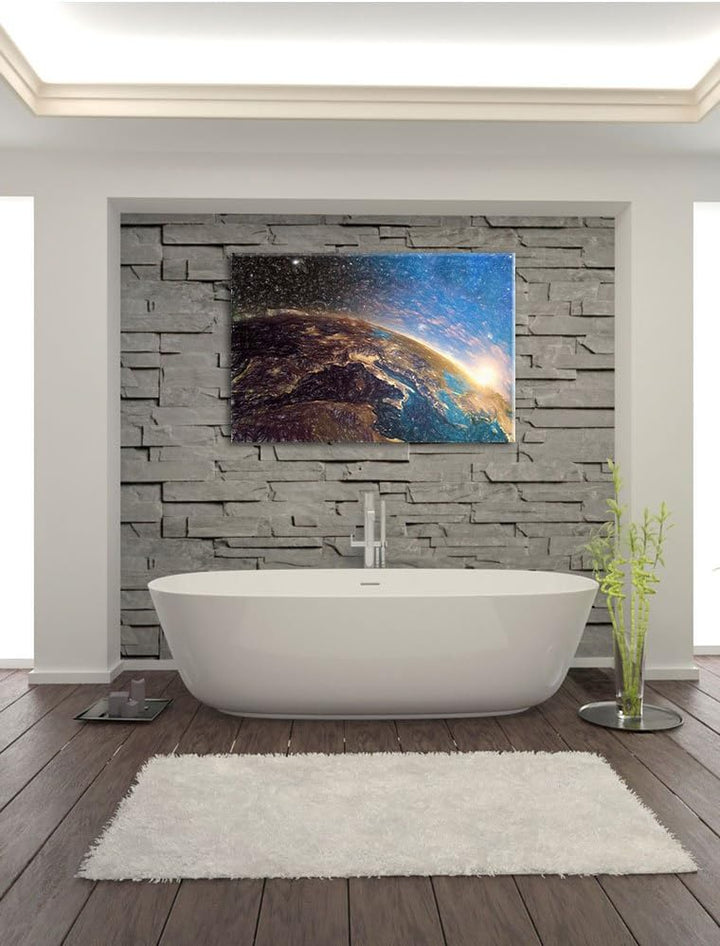 Pixxprint Erde im Weltall als Leinwandbild/Grösse: 100x70 / Wandbild/Kunstdruck/fertig bespannt, 100