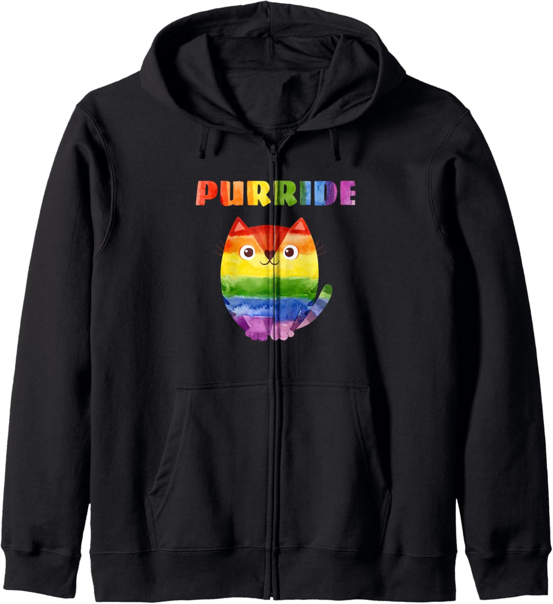 Aquarell Regenbogen Stolz Katze LGBTQ Lesbisch Kapuzenjacke