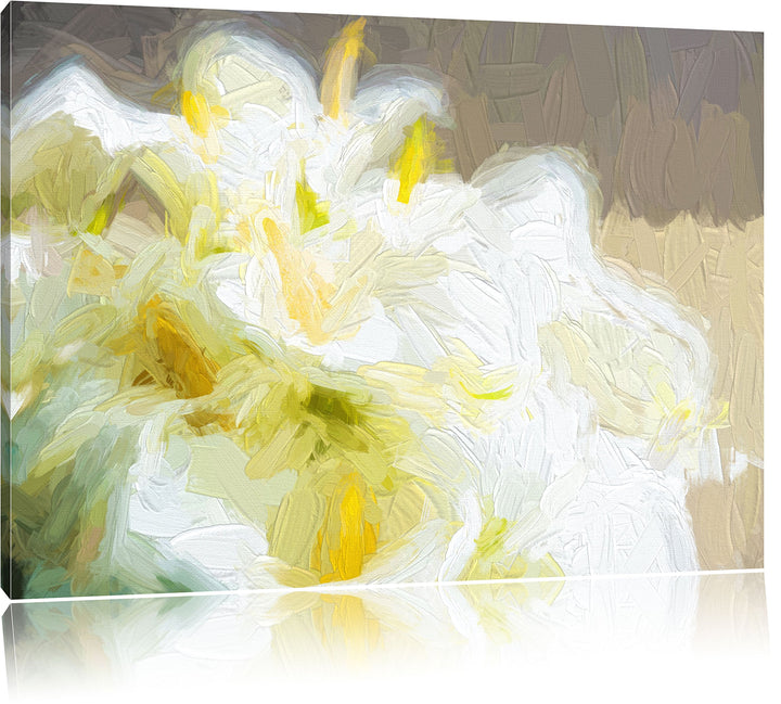Pixxprint Calla Lilien / 100x70cm Leinwandbild bespannt auf Holzrahmen/Wandbild Kunstdruck Dekoratio