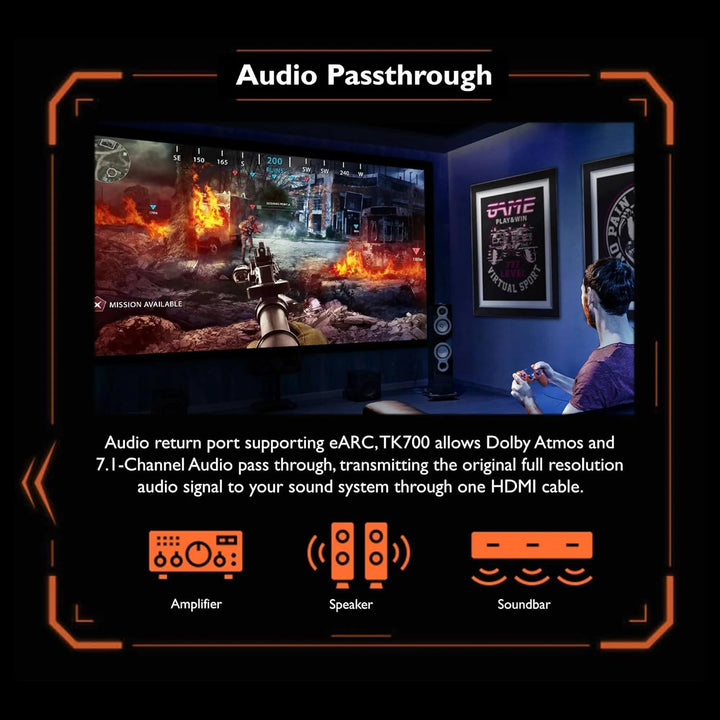 BenQ TK700 4K Gaming Projector Powered by Android TV, 3200 lm, 96% Rec