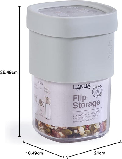 Lékué Vorratsdosen Flip Storage Set, Grün, LM Set L/M Grün, Set L/M Grün
