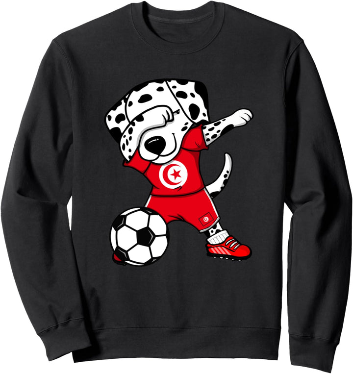 Dabbing Dalmatiner Hund Tunesien Fussball Tunesische Flagge Sweatshirt