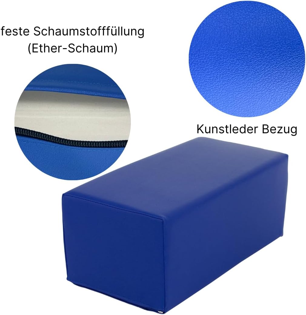 Stufen-Lagerungskissen 50 x 25 x 20cm aus qualitativem Ether-Schaum mit Kunstlederbezug, verstecktem