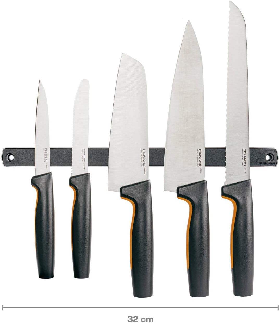 Fiskars Wandmagnet für Messer, Länge: 32 cm, Metall/Kunststoff, Functional Form, Schwarz/Silber, 100