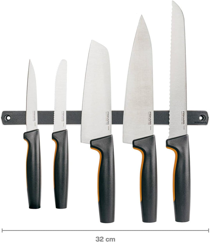 Fiskars Wandmagnet für Messer, Länge: 32 cm, Metall/Kunststoff, Functional Form, Schwarz/Silber, 100