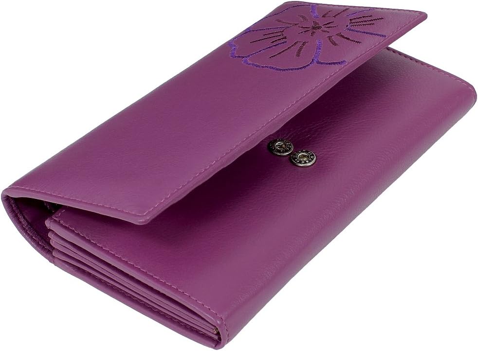 Branco Damen Geldbörse Portemonnaie Leder Damenbörse Damen Geldbeutel berry, Berry