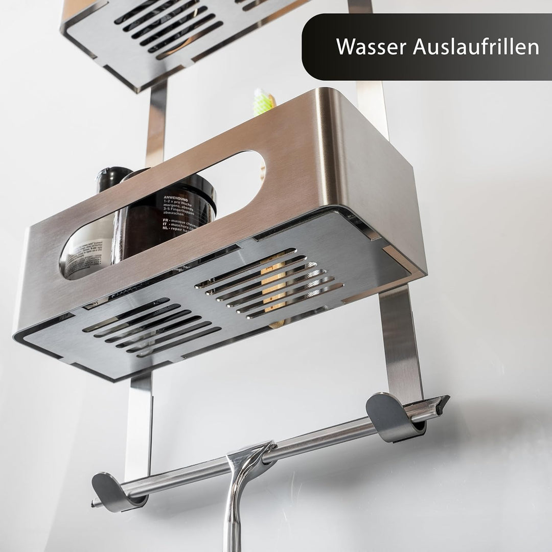 Duschablage zum Hängen | Patentiertes Duschregal ohne Bohren | Edelstahl Badregal Shampoohalter Dusc