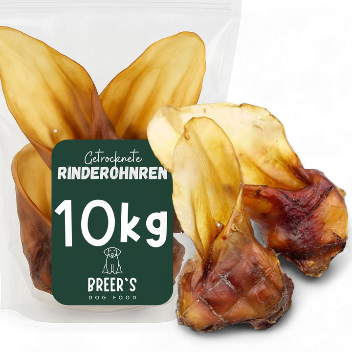 BREERs Getrocknete Rinderohren mit Muschel für Hunde 10 Kg aus eigener Deutscher Herstellung, Kauart