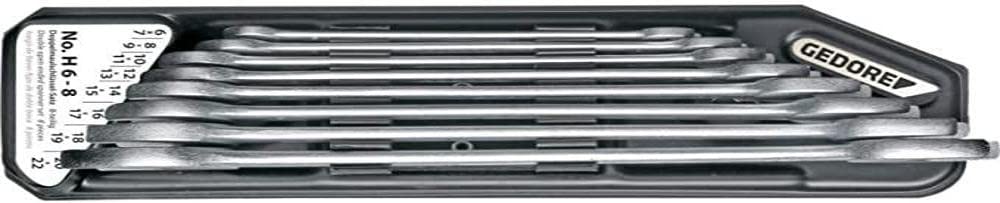 GEDORE Doppelmaulschlüssel Satz, Set 8-teilig im Halter, SW 6-22 mm, metrisch, flach, Schraubenschlü